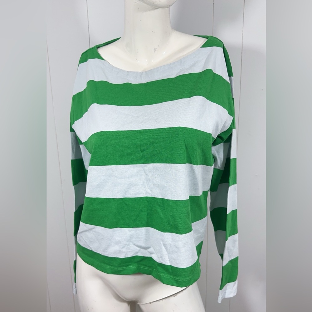 J Crew Relaxed long-sleeve boatneck T-shirt in stripe Size Small - Picture 2 of 14